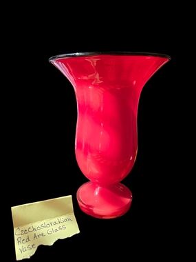 Welz Red Tango Czech Glass Vase c1935